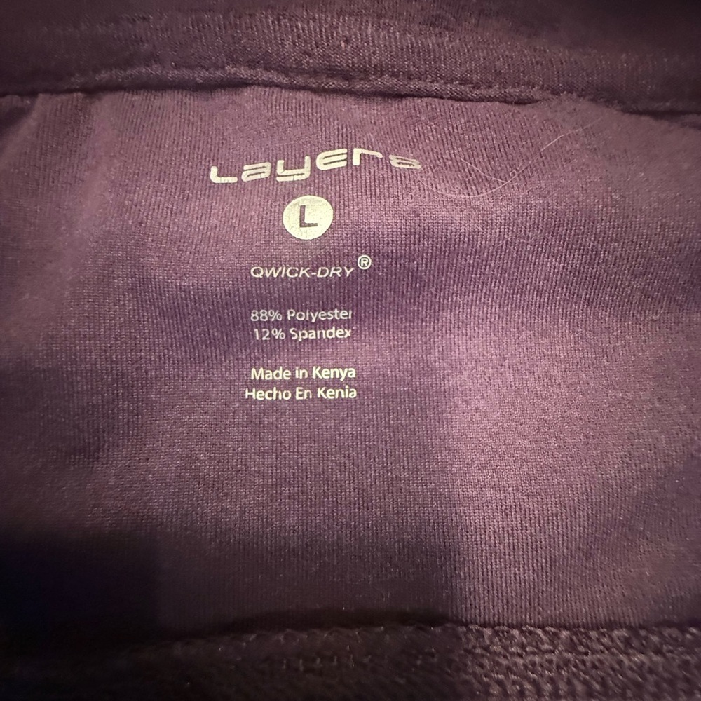 Layer 8 Purple Activewear Quarter-Zip Lightweight Top w/Ruched Sleeves Large - Picture 6 of 9